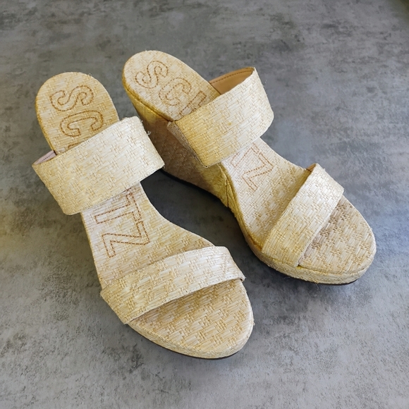 Schutz Tarla Platform Wedge Sandals Womens 8.5B Straw Raffia Tropical Vacation - Picture 5 of 15